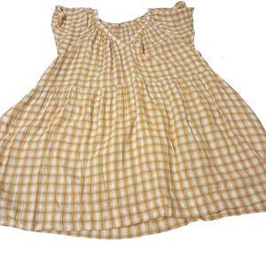 Old Navy Yellow Gingham Fit & Flare Dress 4X Flutter Sleeve Boho